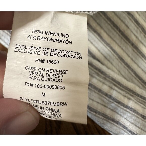 Rewind Wide Leg Stripe Blue White Stripe Linen Blend Elastic Waist Pants Size M - Picture 7 of 9